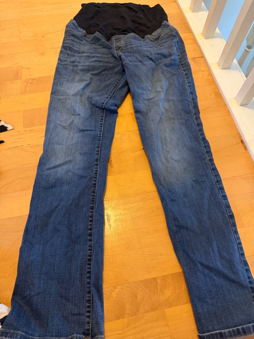 Women’s Blue Maternity Jeans with Stretch Panel